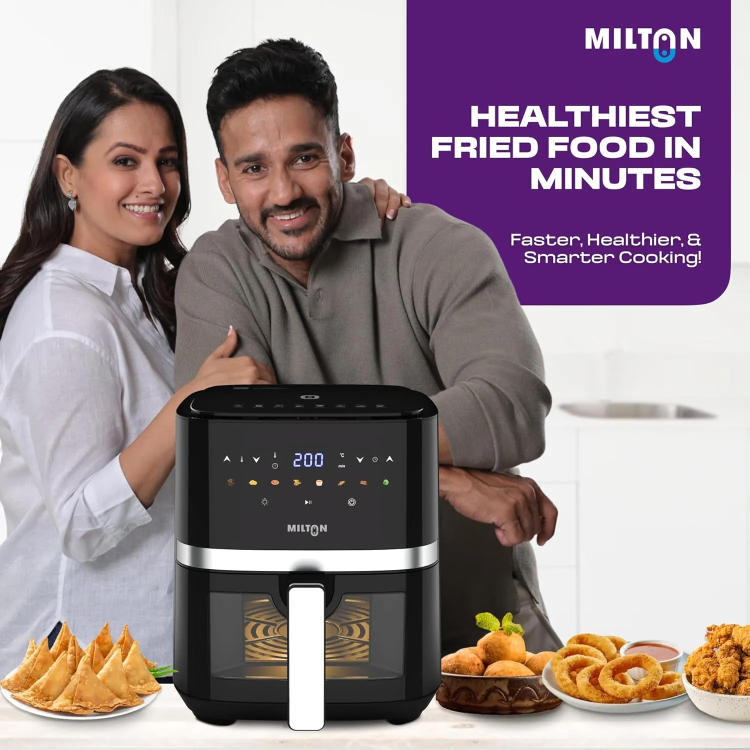 Milton Rapid Digital Air Fryer 5L | 1450W | 360° High Speed Air Circulation | Up to 90% Less Oil Usage | 8 Preset Menus | Touch Control Panel & Digital Display | Auto Shut-Off | 1 Year Warranty - Image 3